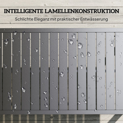 Side Table with Slatted Design, Outdoor Coffee Table made of Aluminum, Weatherproof Garden Table, Easy to Clean Sofa Table for Balcony Garden Terrace, 90 x 50 x 42 cm, Black