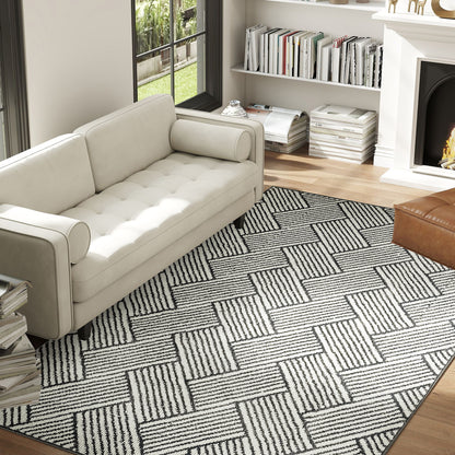 Living Room Rug 200 x 140 cm Short Pile Rug, Machine Washable, Hypoallergenic, for Living Room, Bedroom, Office, Light Gray
