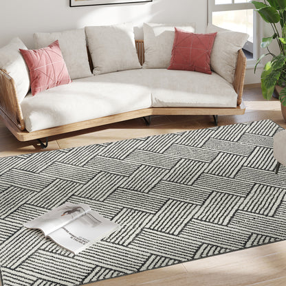 Living Room Rug 200 x 140 cm Short Pile Rug, Machine Washable, Hypoallergenic, for Living Room, Bedroom, Office, Light Gray