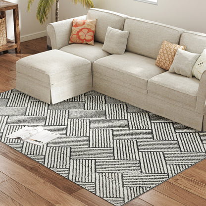 Living Room Rug 200 x 140 cm Short Pile Rug, Machine Washable, Hypoallergenic, for Living Room, Bedroom, Office, Light Gray
