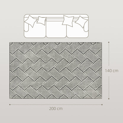 Living Room Rug 200 x 140 cm Short Pile Rug, Machine Washable, Hypoallergenic, for Living Room, Bedroom, Office, Light Gray