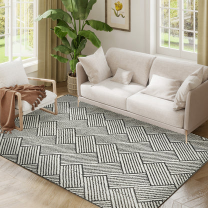 Living Room Rug 200 x 140 cm Short Pile Rug, Machine Washable, Hypoallergenic, for Living Room, Bedroom, Office, Light Gray