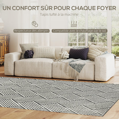 Living Room Rug 200 x 140 cm Short Pile Rug, Machine Washable, Hypoallergenic, for Living Room, Bedroom, Office, Light Gray