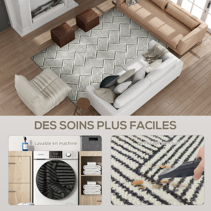 Living Room Rug 200 x 140 cm Short Pile Rug, Machine Washable, Hypoallergenic, for Living Room, Bedroom, Office, Light Gray