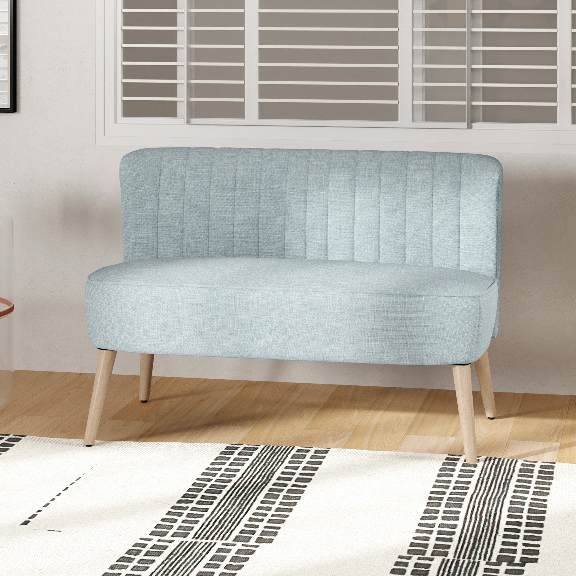 2-Seater Sofa Loveseat, Small Linen-Look Upholstered Couch for Living Room, Bedroom, Compact Spaces, Light Green (46.1" x 22.2" x 30.3")