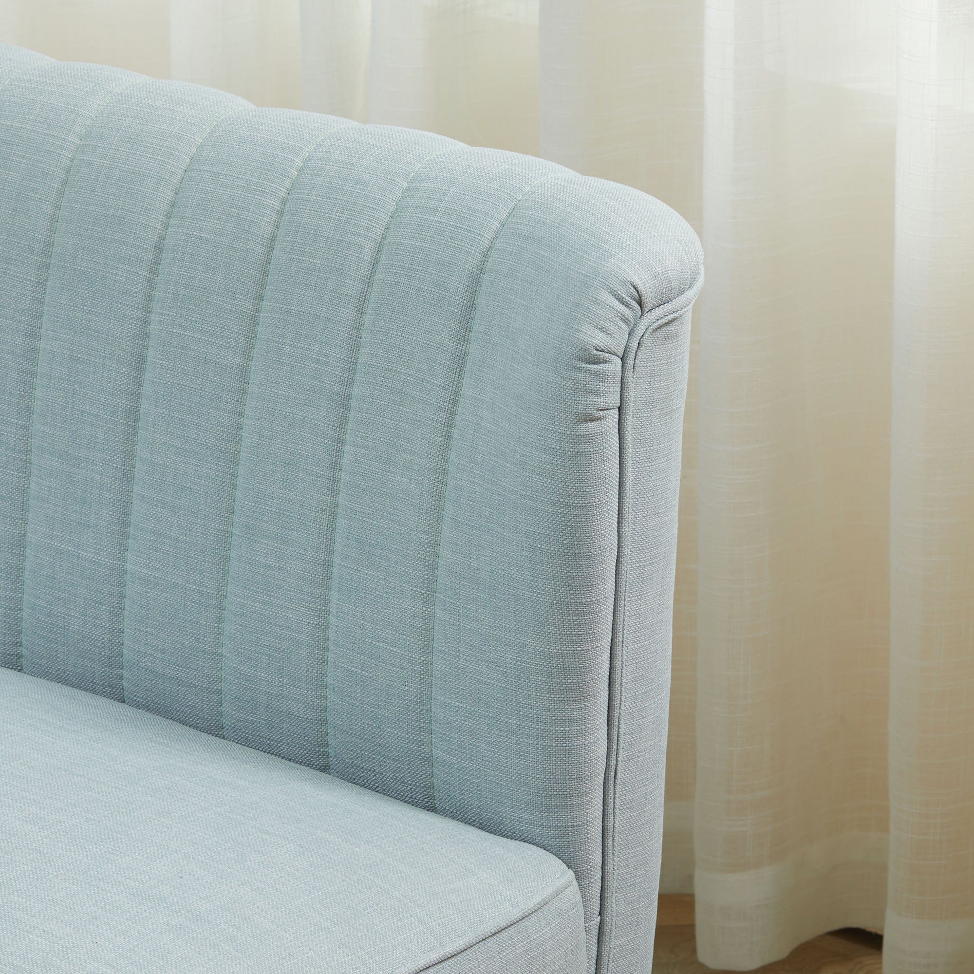2-Seater Sofa Loveseat, Small Linen-Look Upholstered Couch for Living Room, Bedroom, Compact Spaces, Light Green (46.1" x 22.2" x 30.3")