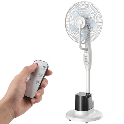 90W Silent Misting Pedestal Fan, 50.4 in Stand, 70° Oscillation, 3 Speeds & 3 Modes, 3.5L Tank, Remote, 8-Hour Timer, for Home & Office, White