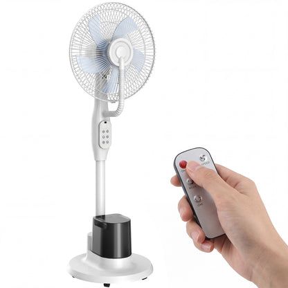 90W Silent Misting Pedestal Fan, 50.4 in Stand, 70° Oscillation, 3 Speeds & 3 Modes, 3.5L Tank, Remote, 8-Hour Timer, for Home & Office, White