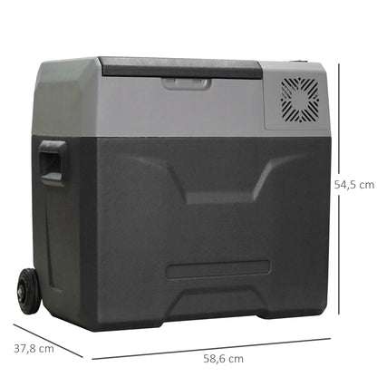 50 Liter Compressor Cooler Electric Cooler up to -20°C Mini Fridge with ECO Mode Connection Cooling Function, Freezer Box 12/230 Volts for Car Truck, Boat, Gray