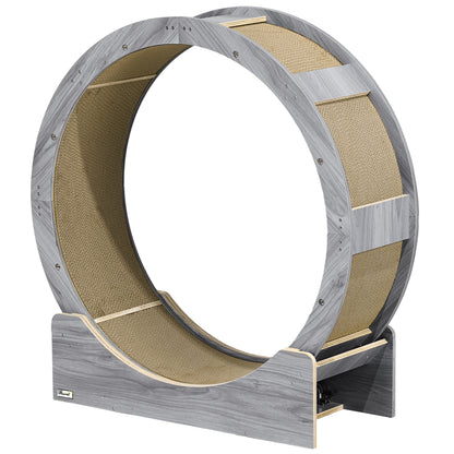 Cat Exercise Wheel 91 cm Diameter Cat Wheel with Brake Treadmill Scratching Board, Cat Wheel Track for Weight Loss & Health, Grey