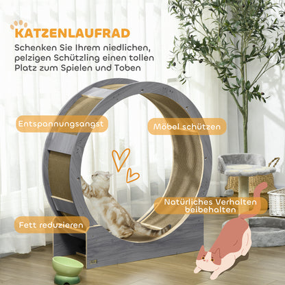 Cat Exercise Wheel 91 cm Diameter Cat Wheel with Brake Treadmill Scratching Board, Cat Wheel Track for Weight Loss & Health, Grey