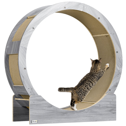 Cat Exercise Wheel 91 cm Diameter Cat Wheel with Brake Treadmill Scratching Board, Cat Wheel Track for Weight Loss & Health, Grey