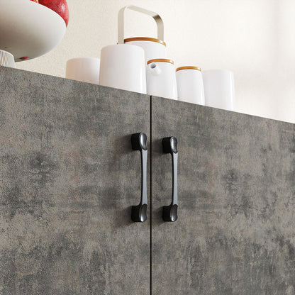 2-Door Soft-Close Sideboard Buffet Table with Shelf for Kitchen Bedroom Entryway 80x37x80 cm Gray Cement and High Gloss White