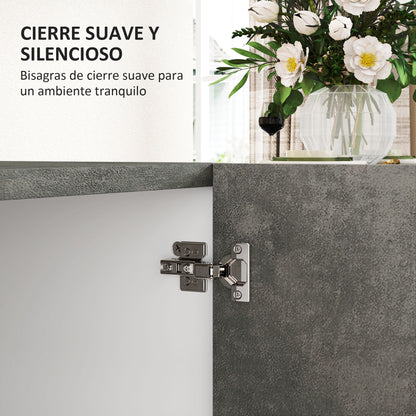 2-Door Soft-Close Sideboard Buffet Table with Shelf for Kitchen Bedroom Entryway 80x37x80 cm Gray Cement and High Gloss White