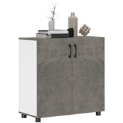 2-Door Soft-Close Sideboard Buffet Table with Shelf for Kitchen Bedroom Entryway 80x37x80 cm Gray Cement and High Gloss White