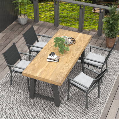 Set of 4 Padded Garden Chair Cushions Outdoor Seat Cushions 4 cm Padding Polyester Fabric 43L x 41W cm Light Grey