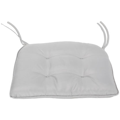 Set of 4 Padded Garden Chair Cushions Outdoor Seat Cushions 4 cm Padding Polyester Fabric 43L x 41W cm Light Grey