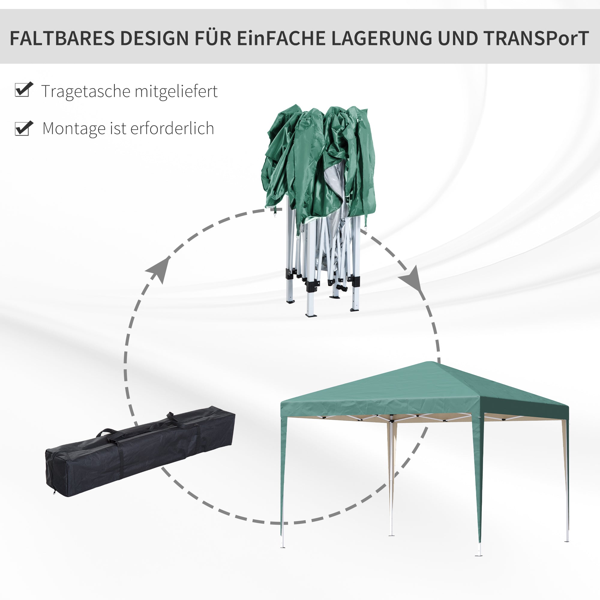 Pavilion approx. 3x3m, water repellent Stable Winterproof Pop-up Foldable Pavilion, UV Protection, Foldable Party Tent Garden Tent with Bag, Garden Pavilion for Camping Garden, Green