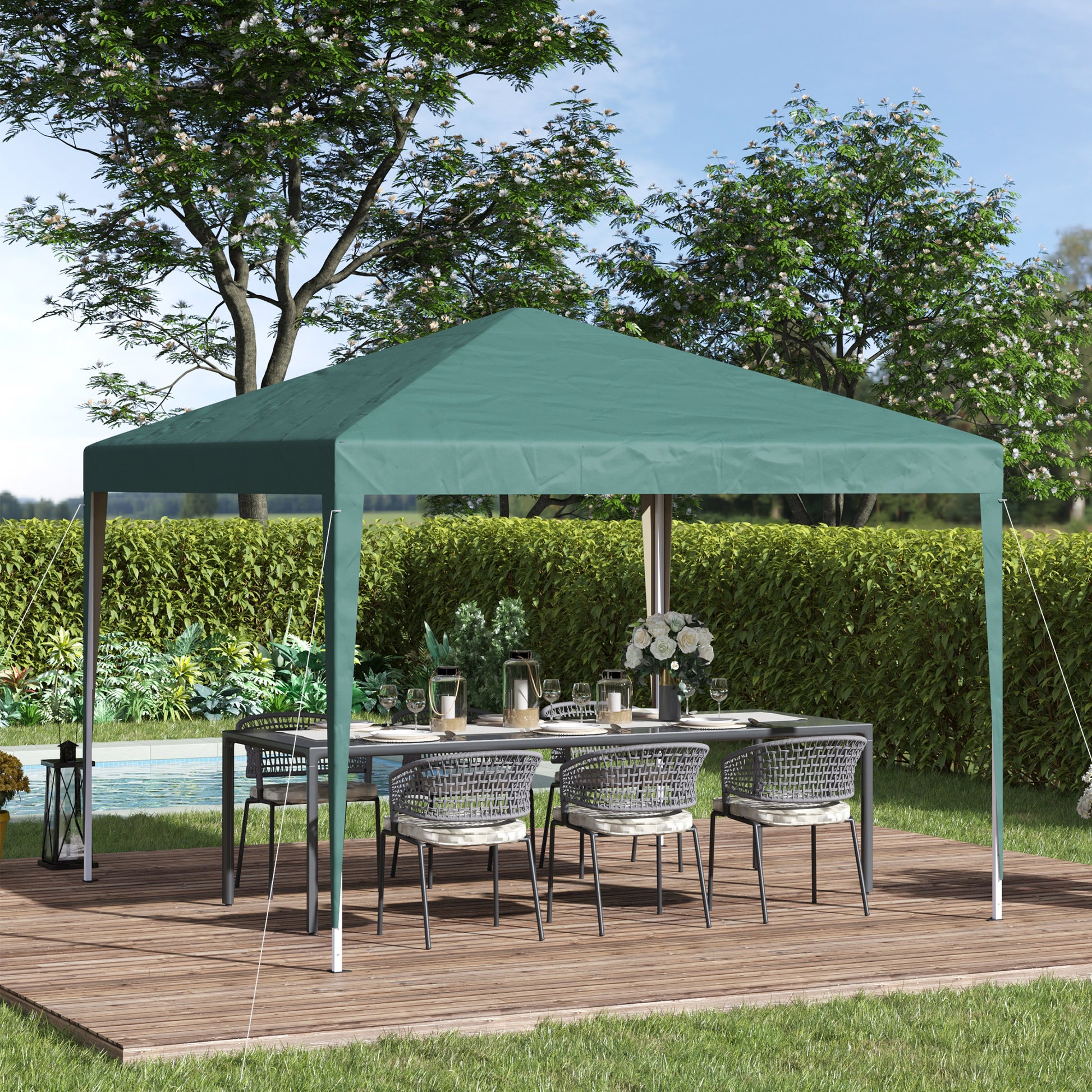 Pavilion approx. 3x3m, water repellent Stable Winterproof Pop-up Foldable Pavilion, UV Protection, Foldable Party Tent Garden Tent with Bag, Garden Pavilion for Camping Garden, Green