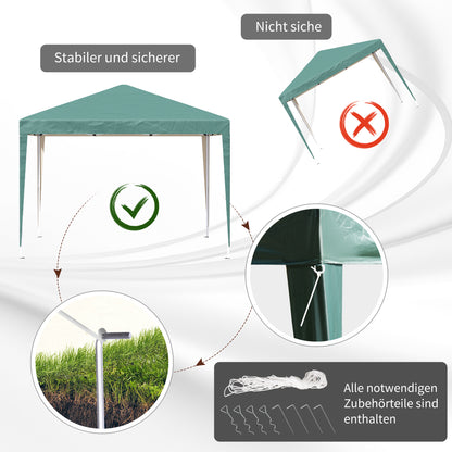 Pavilion approx. 3x3m, water repellent Stable Winterproof Pop-up Foldable Pavilion, UV Protection, Foldable Party Tent Garden Tent with Bag, Garden Pavilion for Camping Garden, Green