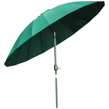 Terrace Umbrella Ø250 cm Garden Umbrella with Adjustable Angle 18 Ribs and Crank Waterproof Parasol for Patio Terrace Green
