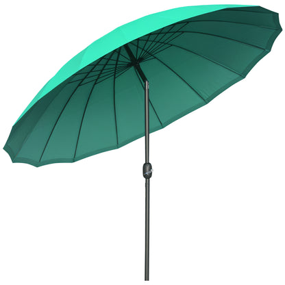 Terrace Umbrella Ø250 cm Garden Umbrella with Adjustable Angle 18 Ribs and Crank Waterproof Parasol for Patio Terrace Green