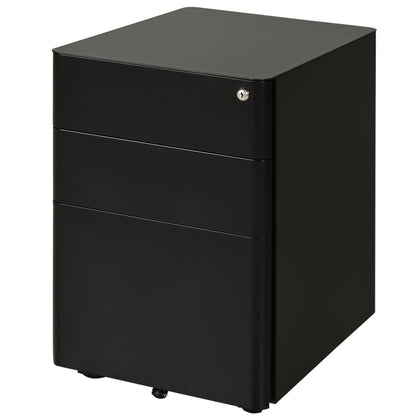 Filing Cabinet, Mobile Filing Cabinet with 3 Drawers, Lockable Office Cabinet with Hanging File Folder, Storage, Steel, 39 x 48 x 59 cm Black