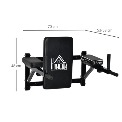 Wall Mounted Pull Up Bar with Adjustable Arms for Pull-Ups Push-ups and Crossfit at Home 70x53-63x48 cm Black