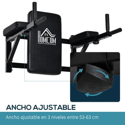 Wall Mounted Pull Up Bar with Adjustable Arms for Pull-Ups Push-ups and Crossfit at Home 70x53-63x48 cm Black
