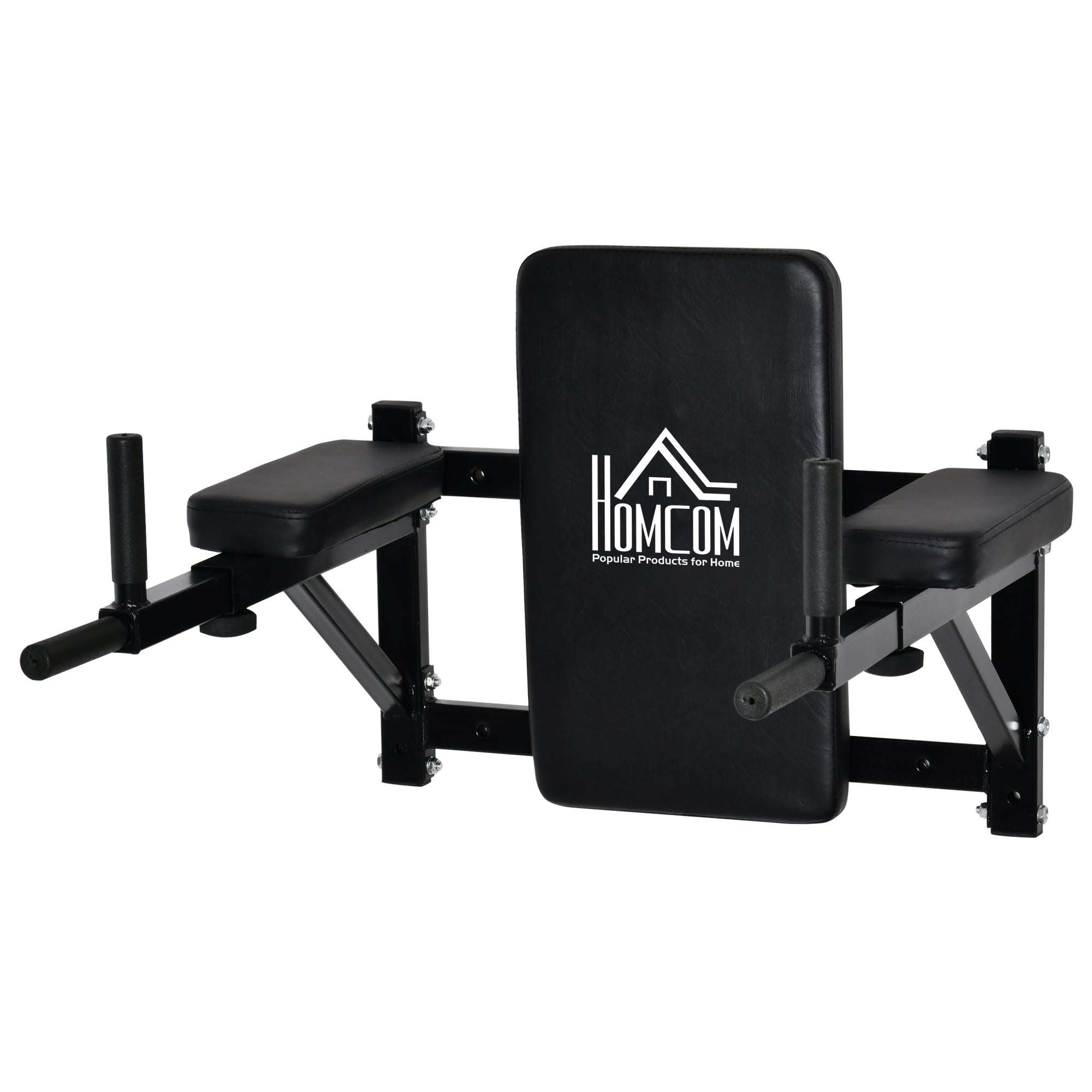 Wall Mounted Pull Up Bar with Adjustable Arms for Pull-Ups Push-ups and Crossfit at Home 70x53-63x48 cm Black