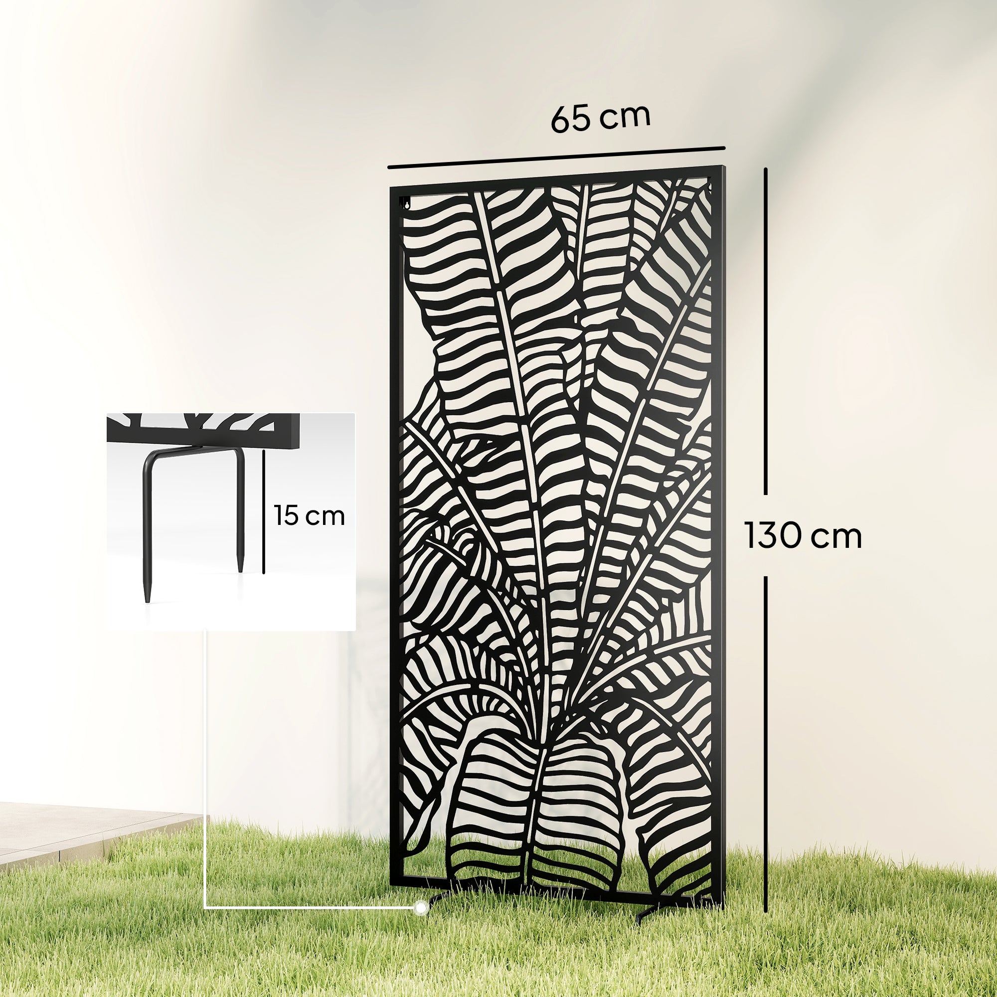 Freestanding/Suspendable Privacy Screen 25.6 x 51.2 in – Metal Panel Divider for Balcony & Terrace, Black