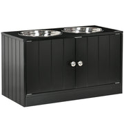 Elevated Dog Bowl Feeding Station with Storage Water Bowl 2 x 2000ml Stainless Steel Bowls Food Bowl Dog Bowls Feeding Station for Large Dogs Cats Black