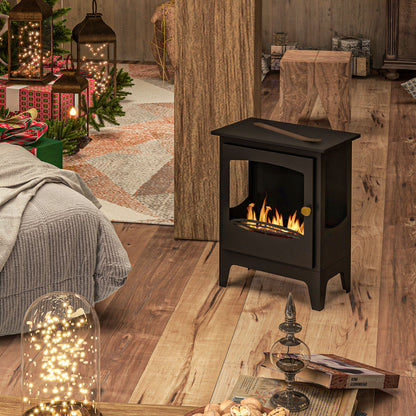 Ethanol Fireplace 7000BTU Bioethanol Fireplace with Stainless Steel Extinguisher Tank 1.2 L Combustion Time 3H for Indoors 20-25 sqm 39x26x54 cm Black