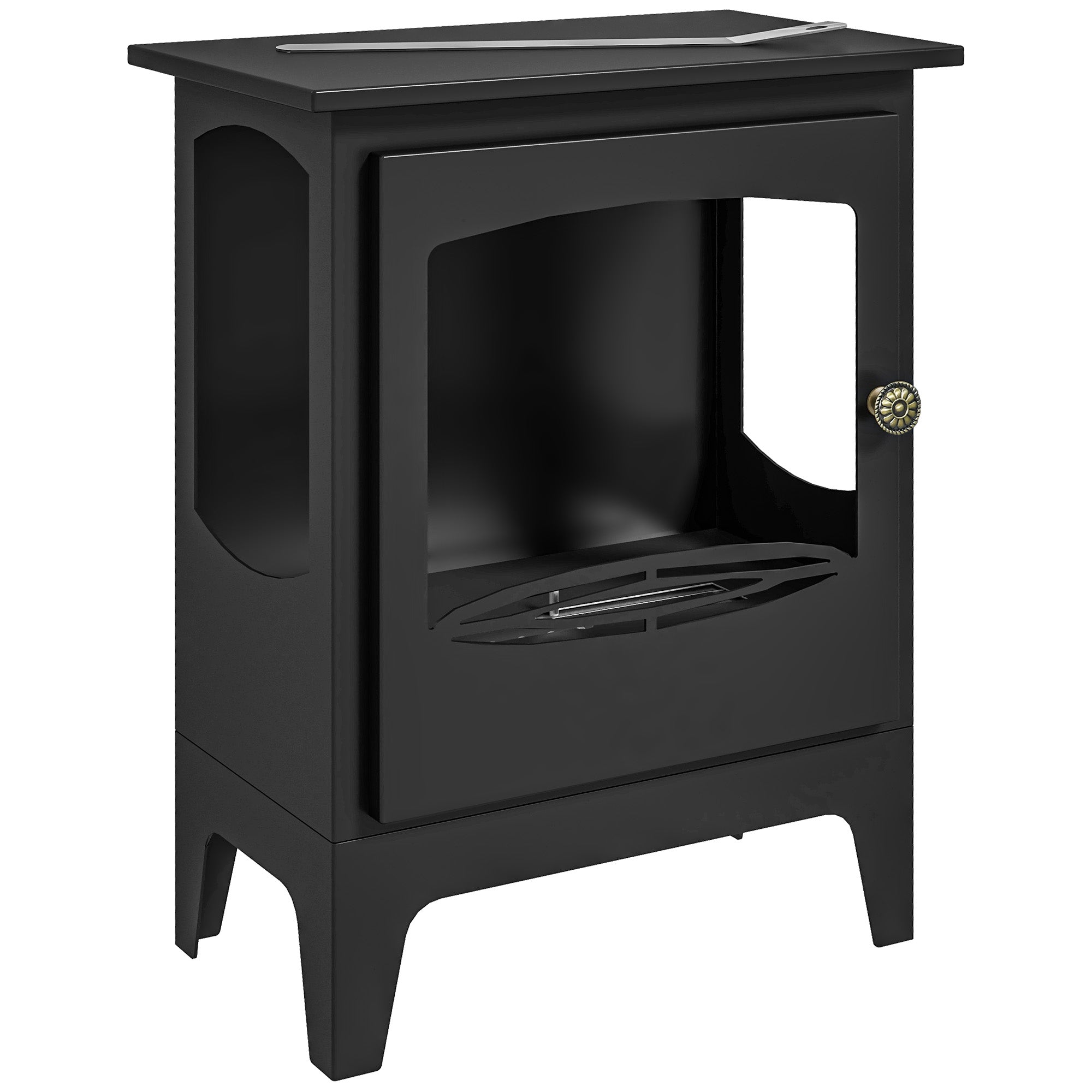 Ethanol Fireplace 7000BTU Bioethanol Fireplace with Stainless Steel Extinguisher Tank 1.2 L Combustion Time 3H for Indoors 20-25 sqm 39x26x54 cm Black