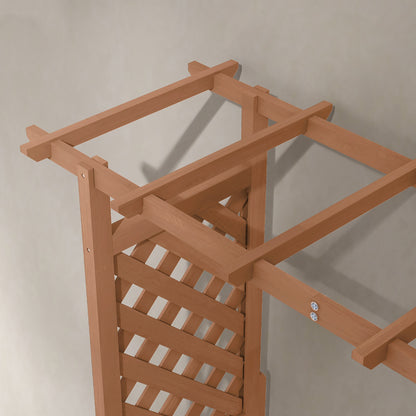 Planter with Trellis and Roof in Spruce Wood, Outdoor Planter with Drainage Holes, 112x41x180 cm, Brown