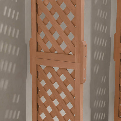 Planter with Trellis and Roof in Spruce Wood, Outdoor Planter with Drainage Holes, 112x41x180 cm, Brown