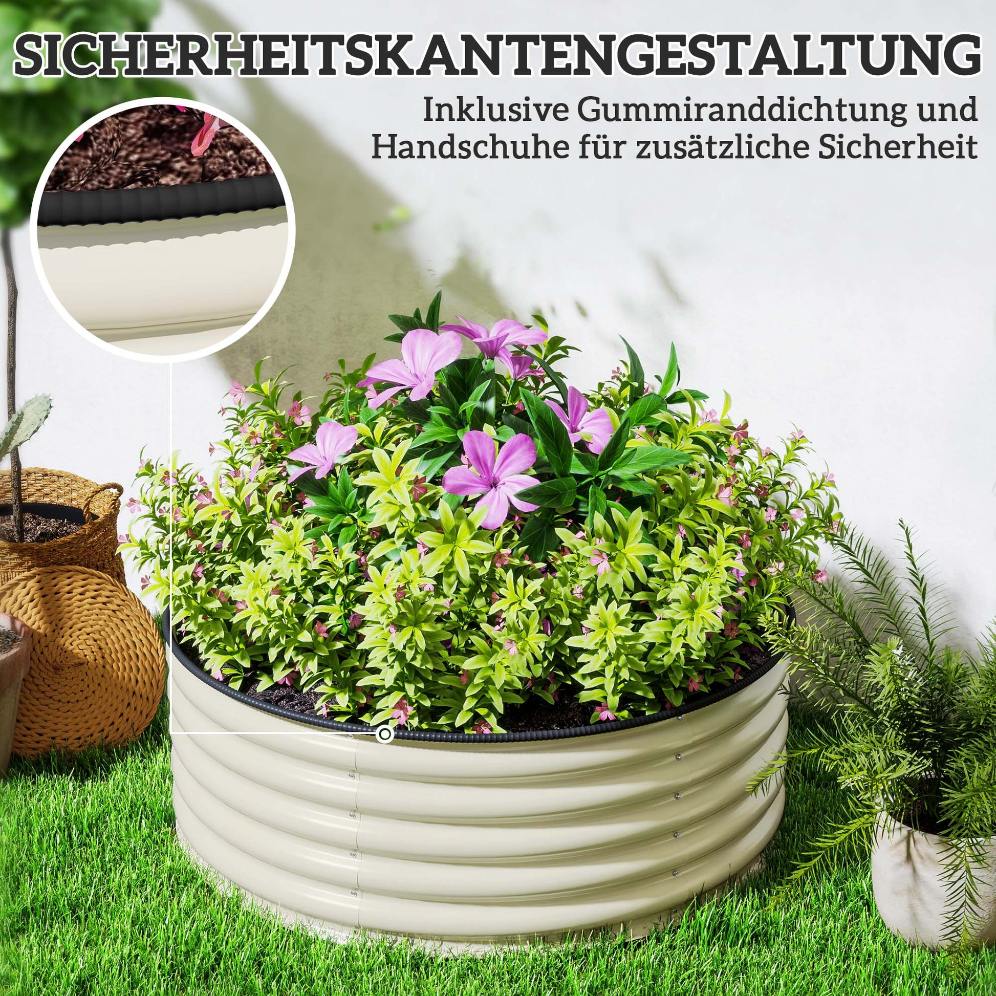 Steel Raised Bed, Plant Bed Greenhouse Garden Bed Stackable Planter Interchangeable Plant Box 120x120x43cm Vegetable Bed for Garden Balcony Terrace, Planter for Flowers, Plants