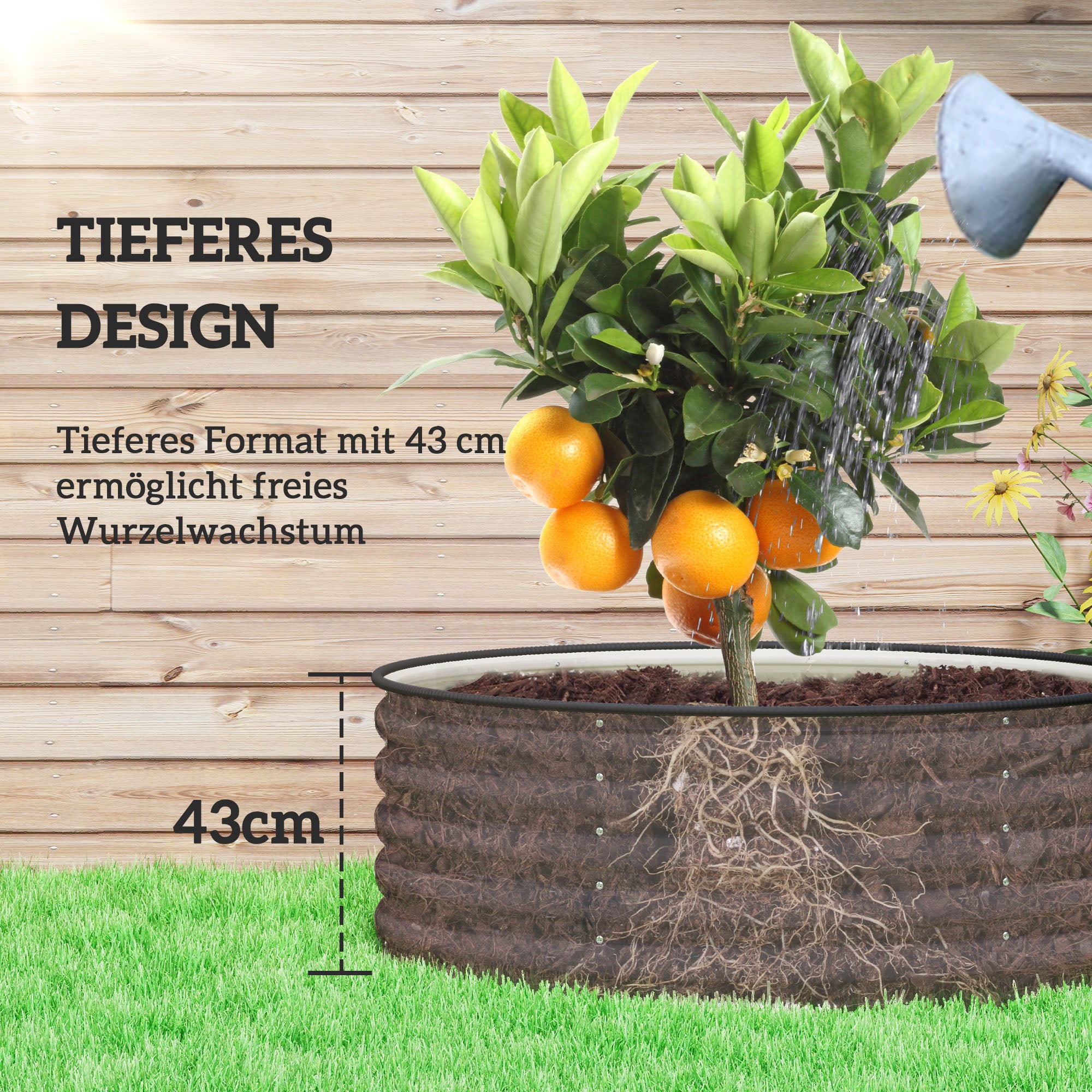 Steel Raised Bed, Plant Bed Greenhouse Garden Bed Stackable Planter Interchangeable Plant Box 120x120x43cm Vegetable Bed for Garden Balcony Terrace, Planter for Flowers, Plants