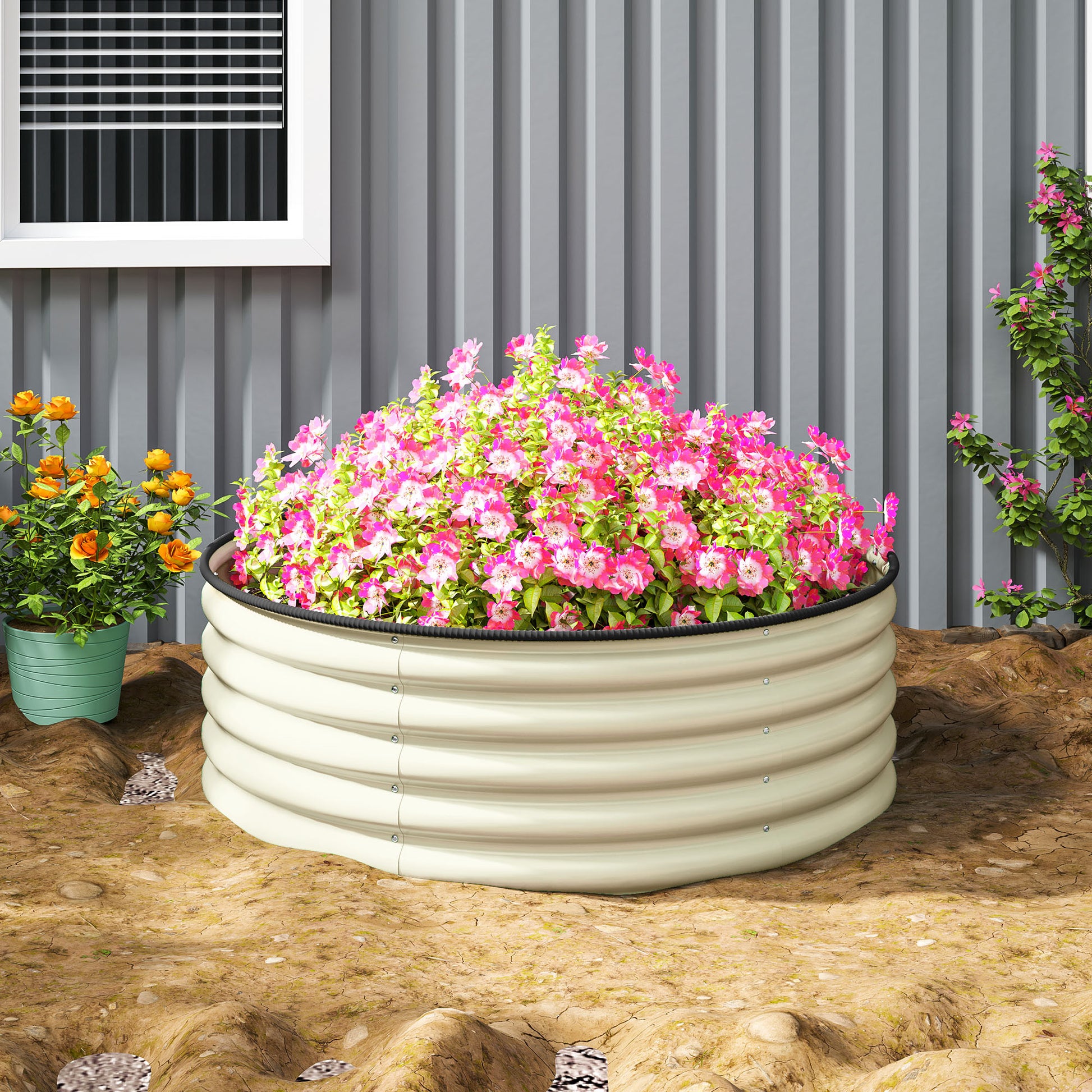 Steel Raised Bed, Plant Bed Greenhouse Garden Bed Stackable Planter Interchangeable Plant Box 120x120x43cm Vegetable Bed for Garden Balcony Terrace, Planter for Flowers, Plants