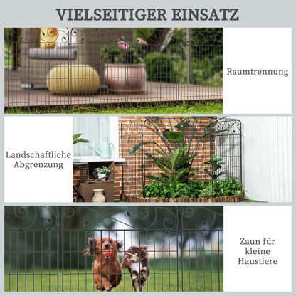 4-Piece Garden Fence 3.52 x 1.1 m Decorative Grid Fence Wire Mesh Wire Fence for Garden, Balcony, Metal, Black