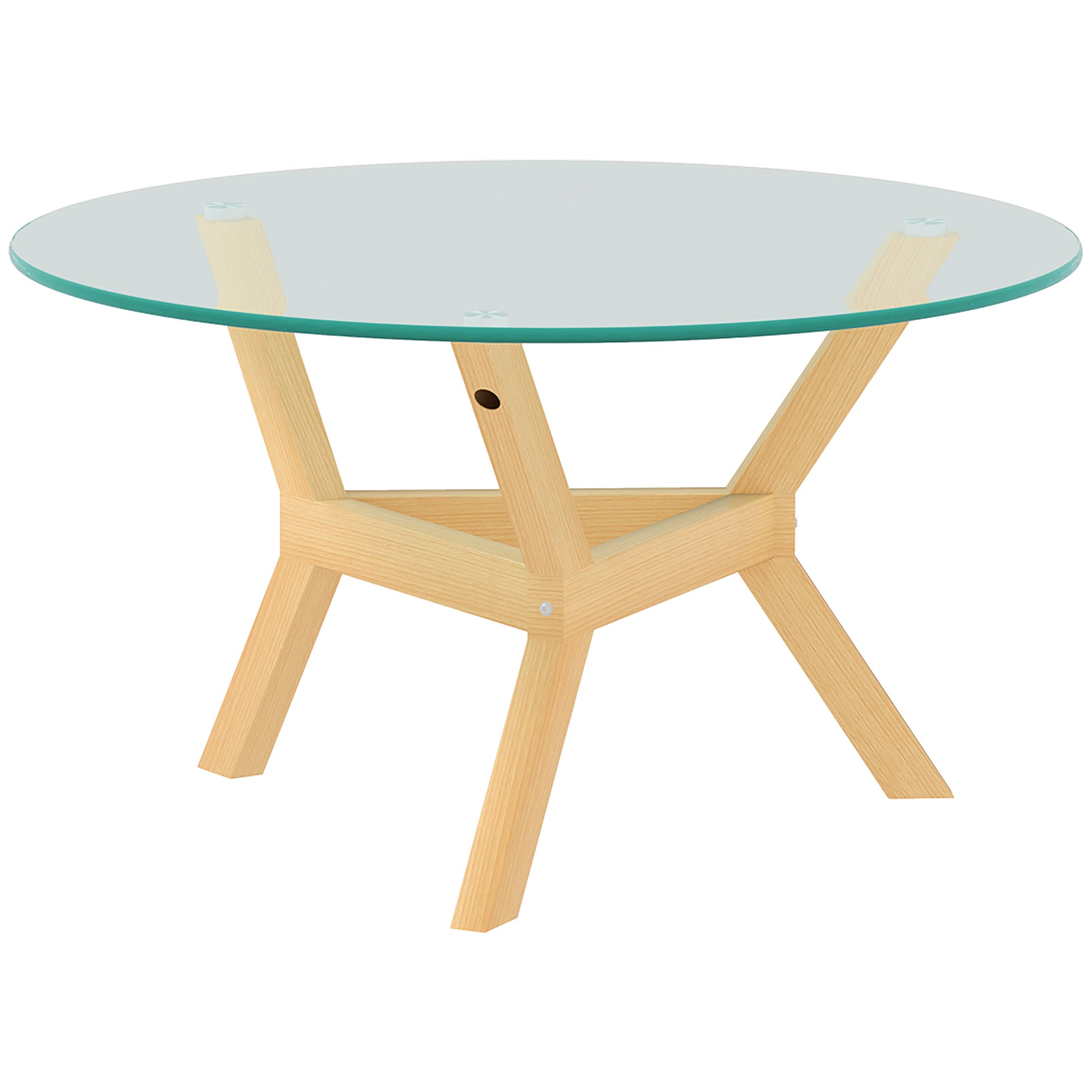 Coffee Table made of toughened glass, living room table with adjustable foot pads and steel frame, round side table for living room, Transparent, Ø80 x 45 cm