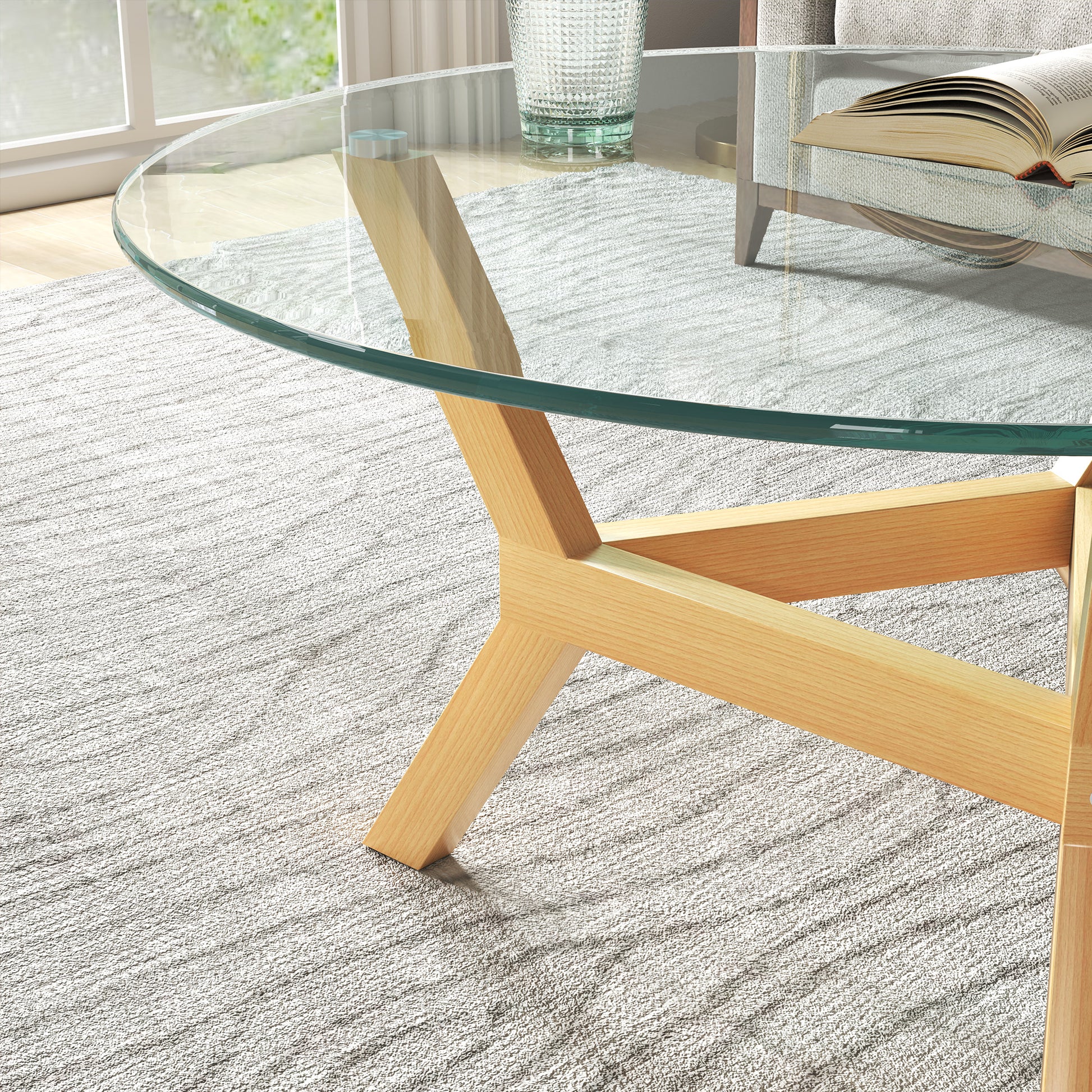 Coffee Table made of toughened glass, living room table with adjustable foot pads and steel frame, round side table for living room, Transparent, Ø80 x 45 cm