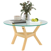 Coffee Table made of toughened glass, living room table with adjustable foot pads and steel frame, round side table for living room, Transparent, Ø80 x 45 cm