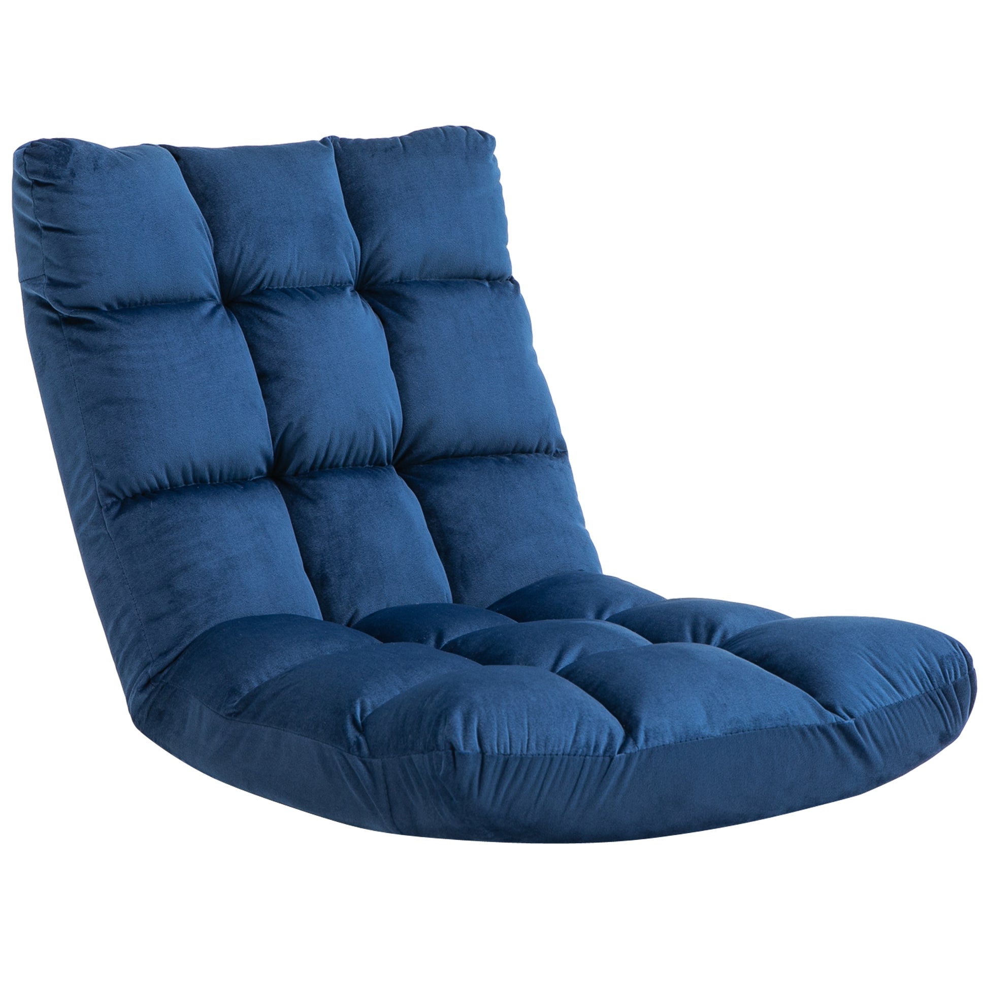 Floor Chair 3-in-1 Foldable Floor Seat with Backrest 13 Adjustable Folding Recliner Seat Cushion Blue Metal Foam 55 x 71 x 53.5 cm