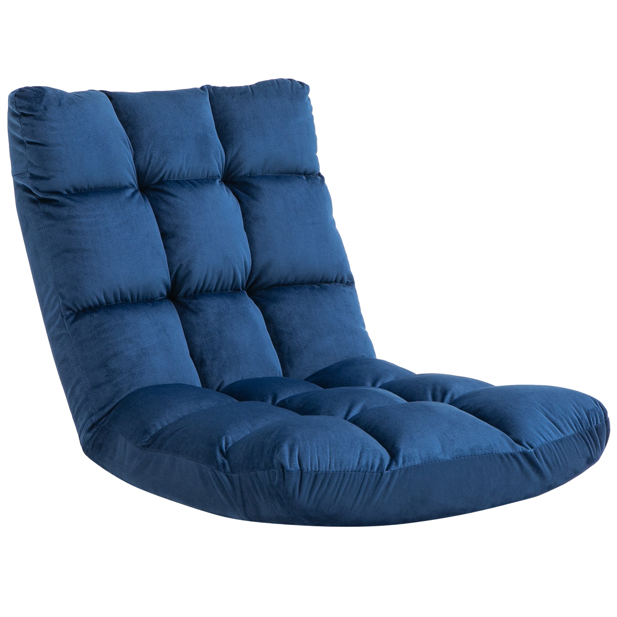 Floor Chair 3-in-1 Foldable Floor Seat with Backrest 13 Adjustable Folding Recliner Seat Cushion Blue Metal Foam 55 x 71 x 53.5 cm