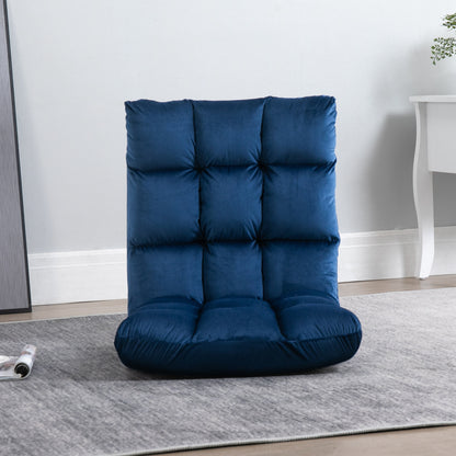 Floor Chair 3-in-1 Foldable Floor Seat with Backrest 13 Adjustable Folding Recliner Seat Cushion Blue Metal Foam 55 x 71 x 53.5 cm
