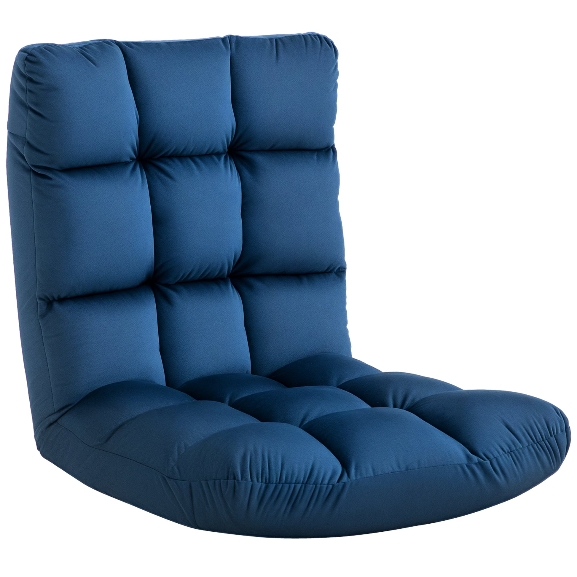 Floor Chair 3-in-1 Foldable Floor Seat with Backrest 13 Adjustable Folding Recliner Seat Cushion Blue Metal Foam 55 x 71 x 53.5 cm