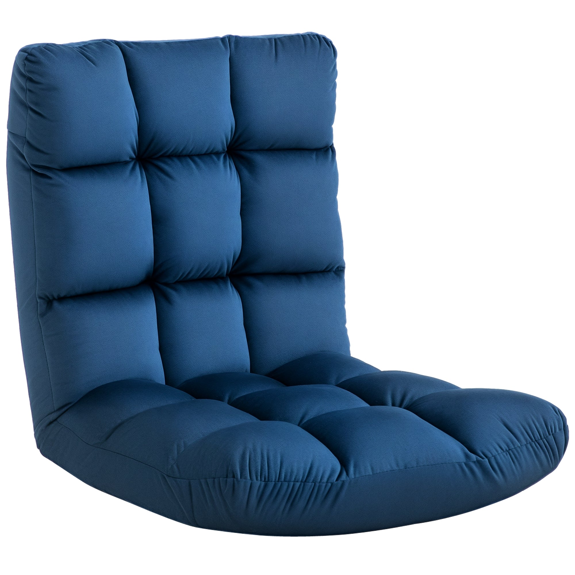 Floor Chair 3-in-1 Foldable Floor Seat with Backrest 13 Adjustable Folding Recliner Seat Cushion Blue Metal Foam 55 x 71 x 53.5 cm