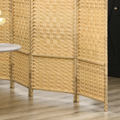 4-Panel Folding Room Divider 180x180 cm Privacy Screen Separator for Office Bedroom Natural