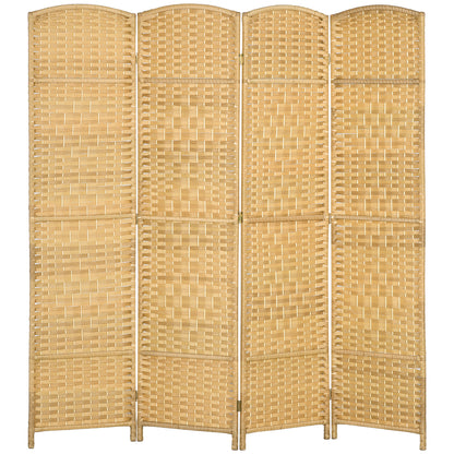 4-Panel Folding Room Divider 180x180 cm Privacy Screen Separator for Office Bedroom Natural